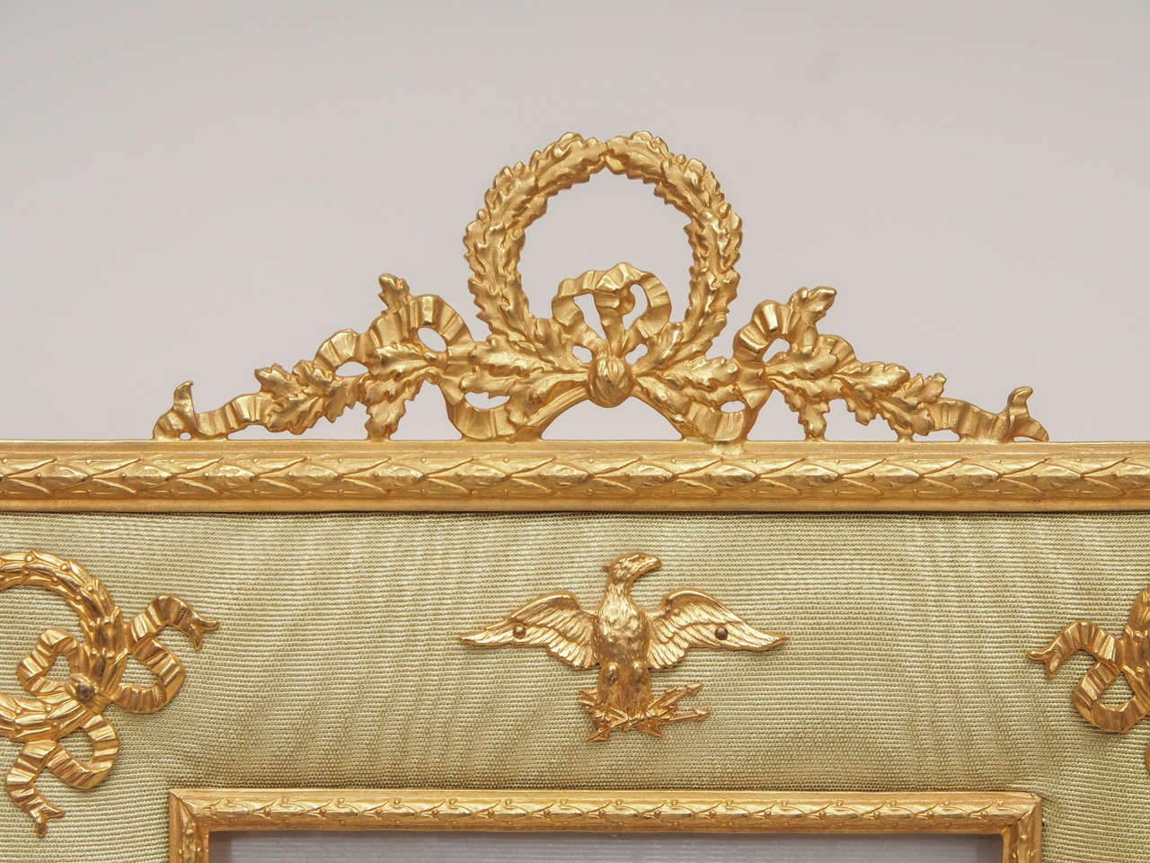 French Gilt Bronze on Moire Silk Frame In Good Condition In Natchez, MS