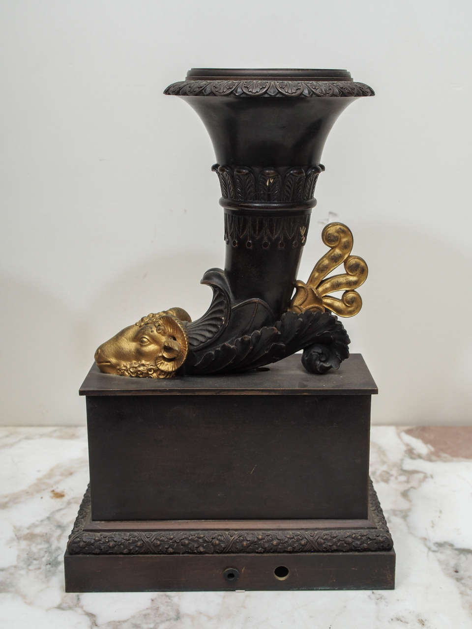 Classical Cornucopia Form Vases with Patinated and Gilt Bronze 3