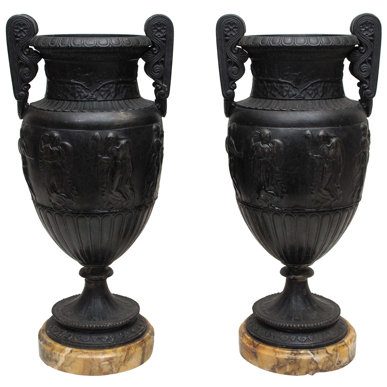 Bronze Grand Tour Vases on Sienna Bases For Sale