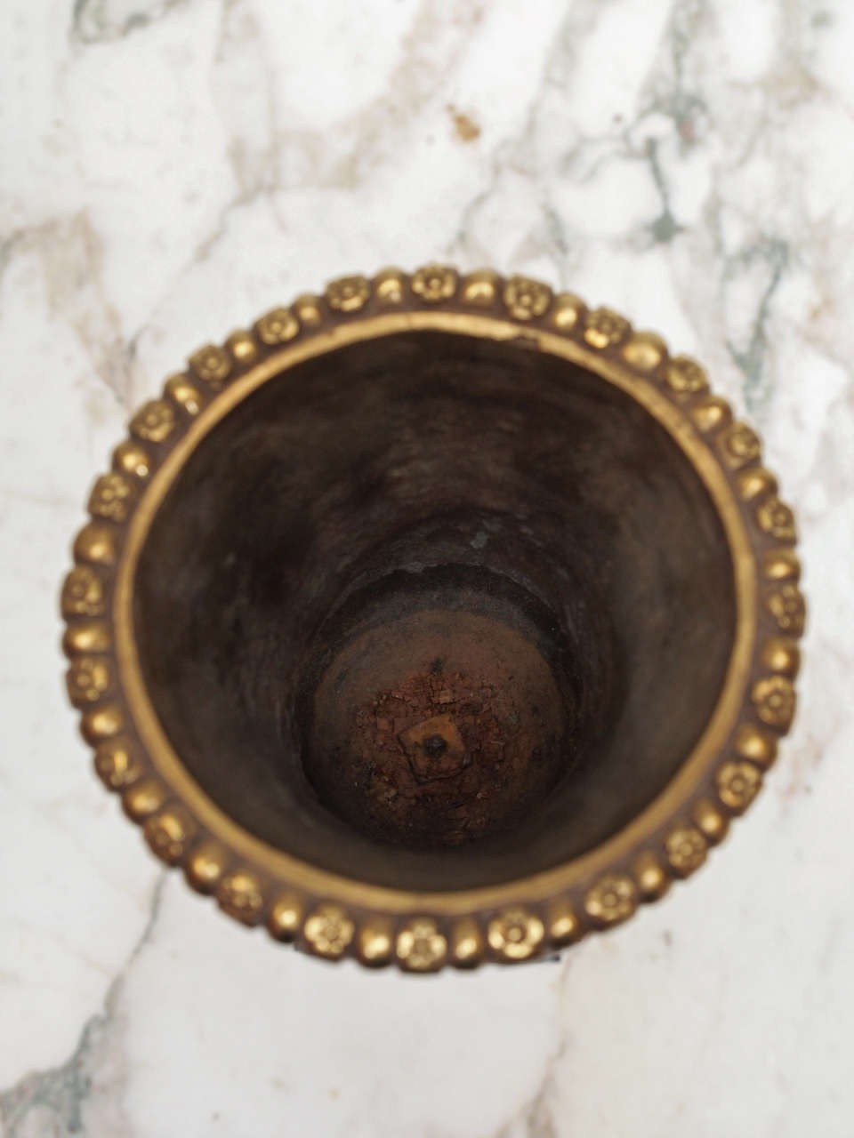 Pair of Classical Gilt Bronze Handled Urns on Plinths 4