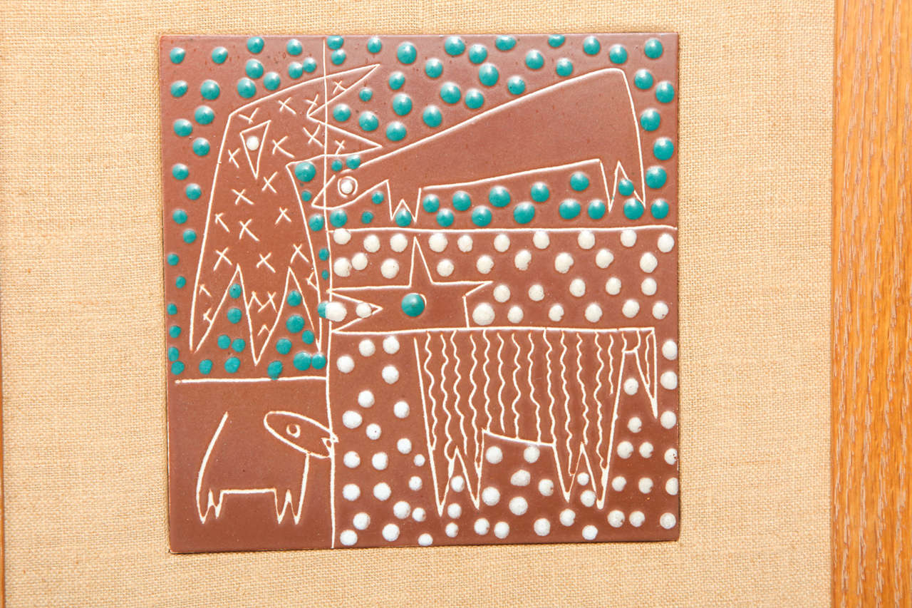 Mid-Century Modern Tile Pair by Harris Strong For Sale
