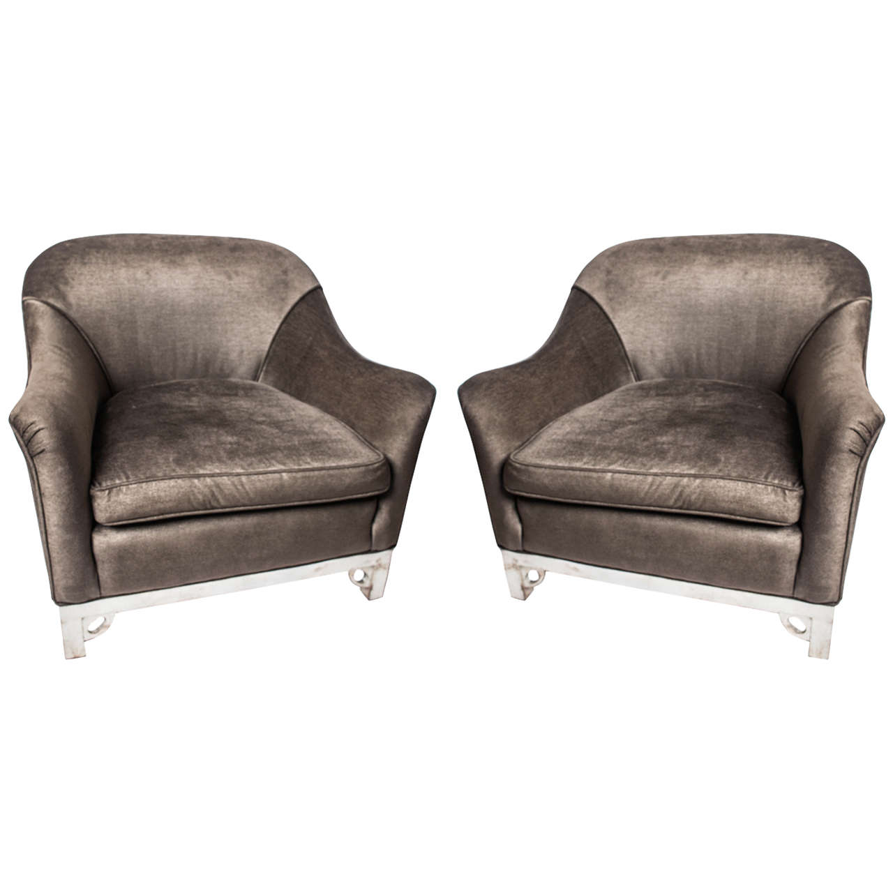 Rare Pair of James Mont Lounge Chairs For Sale