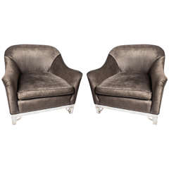 Rare Pair of James Mont Lounge Chairs