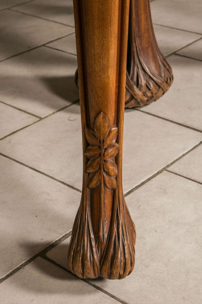 Art Nouveau Mahogany Table and 12 Chairs Decorated with Berries by Paul