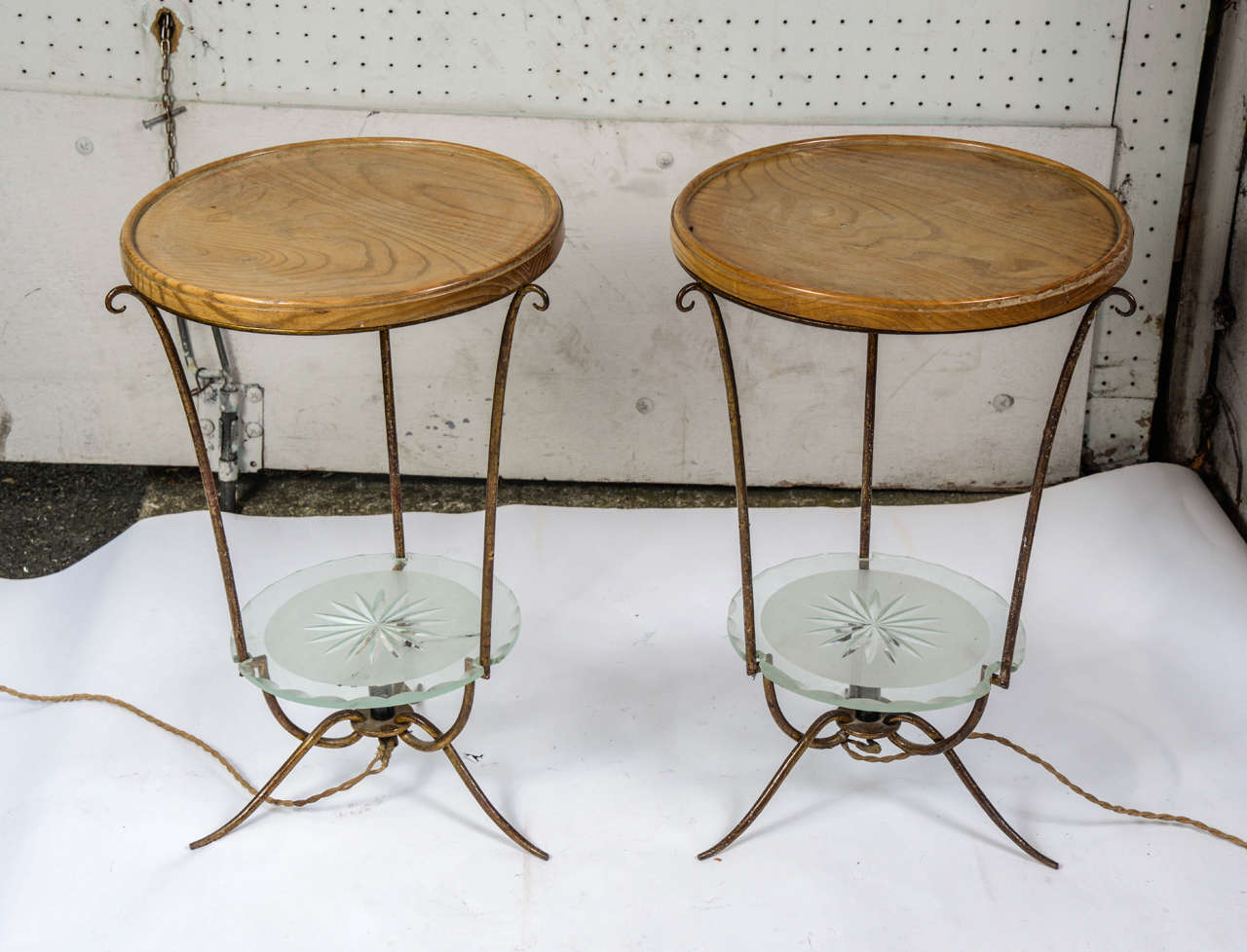 Two 1940s Lighted Sofa Tables by René Prou