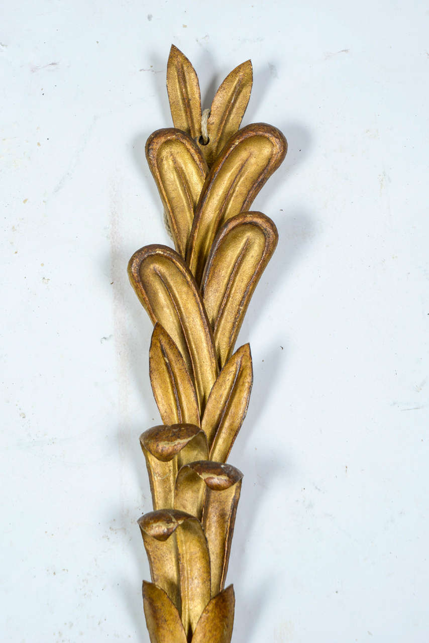 Mid-20th Century Pair of 1940s Sconces in Gilt Wrought Iron by Maison Bagues