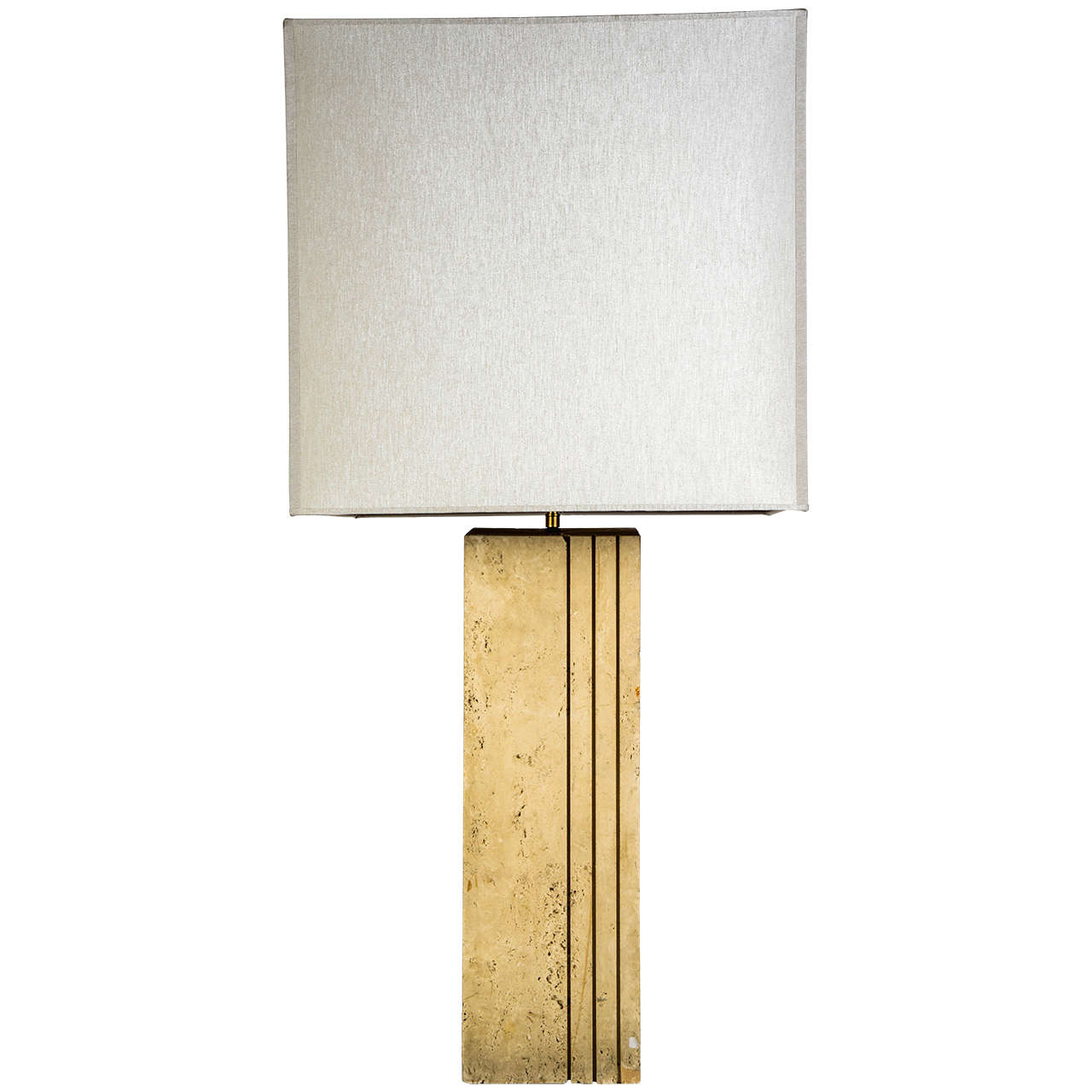 Fluted and Right Angle Stone Table Lamp with New Lamp Shade For Sale