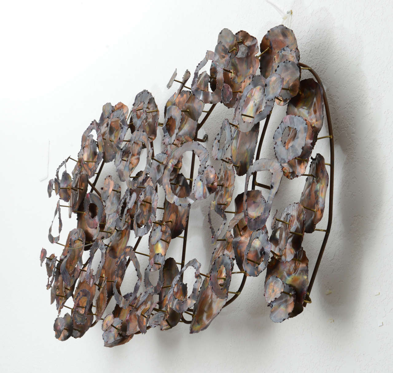 Mid-Century Modern, Curtis Jere Style Free-Form Burnished-Copper Wall Sculpture In Excellent Condition In West Palm Beach, FL