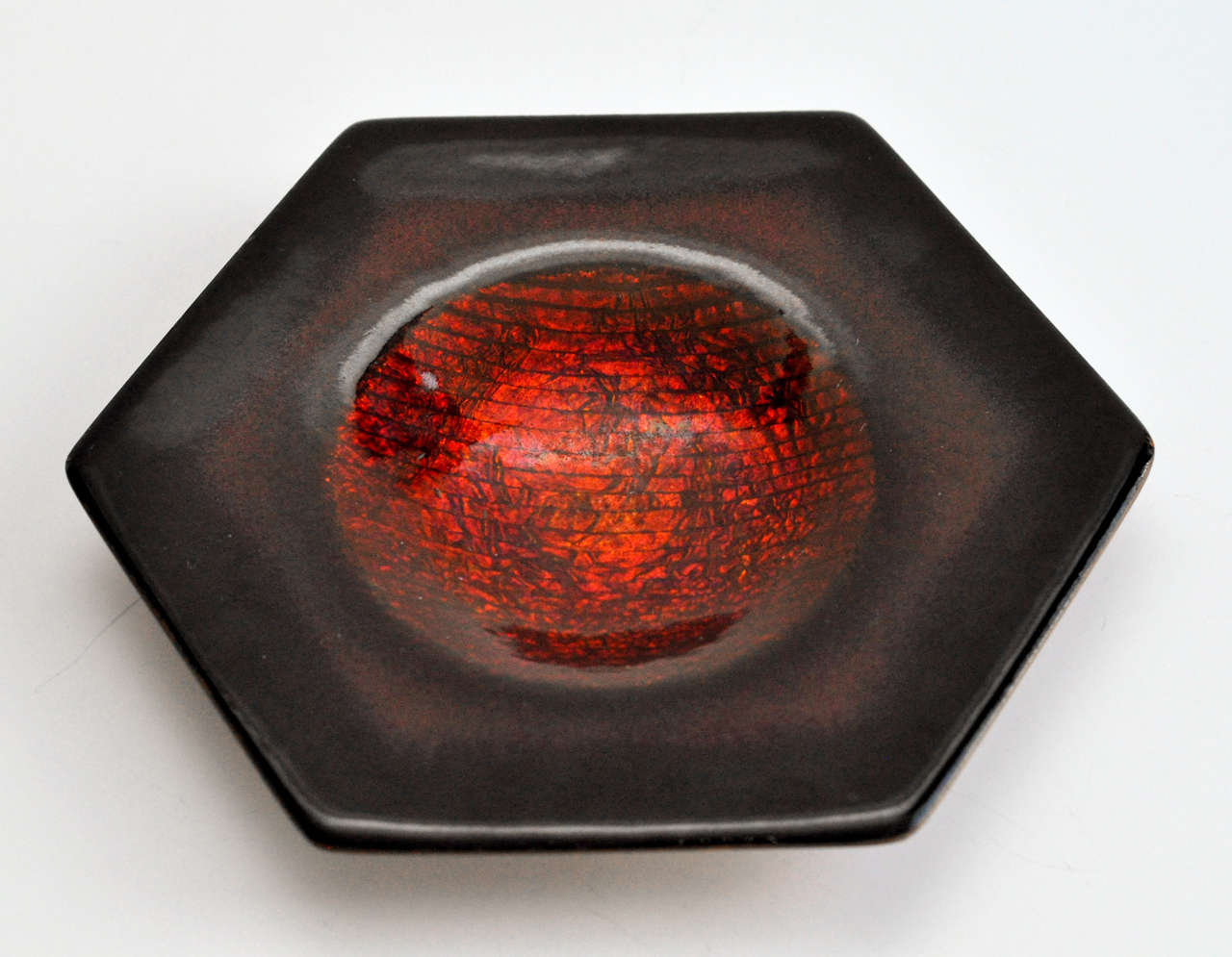 Modern Red Enameled Copper Dish by Studio Del Campo For Sale