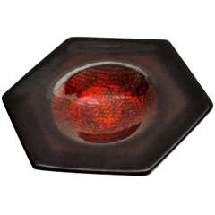 Red Enameled Copper Dish by Studio Del Campo