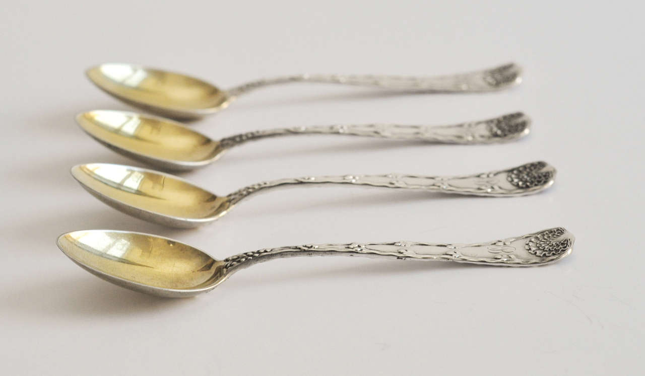 A fine set of four demitasse teaspoons by Tiffany & Co.  