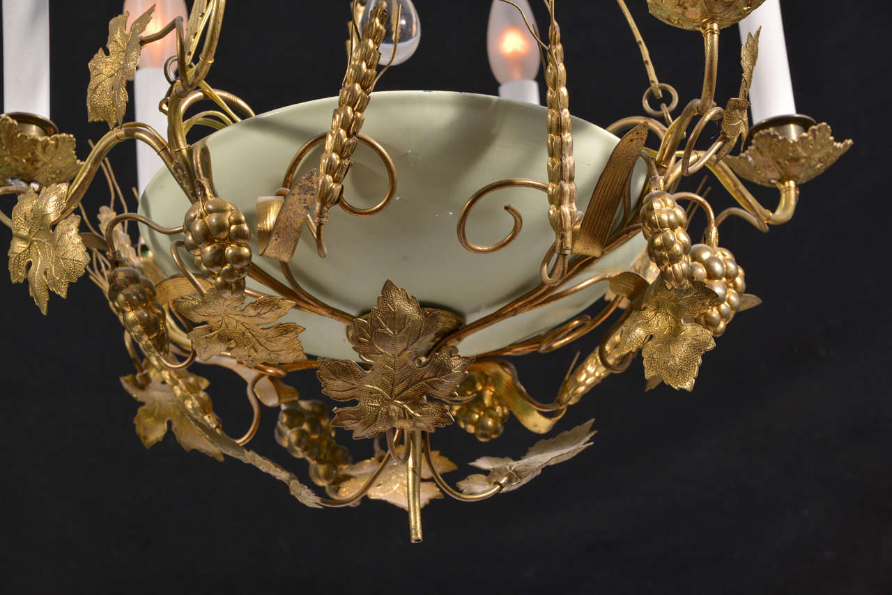 French Whimsical Six-Light Chandelier For Sale