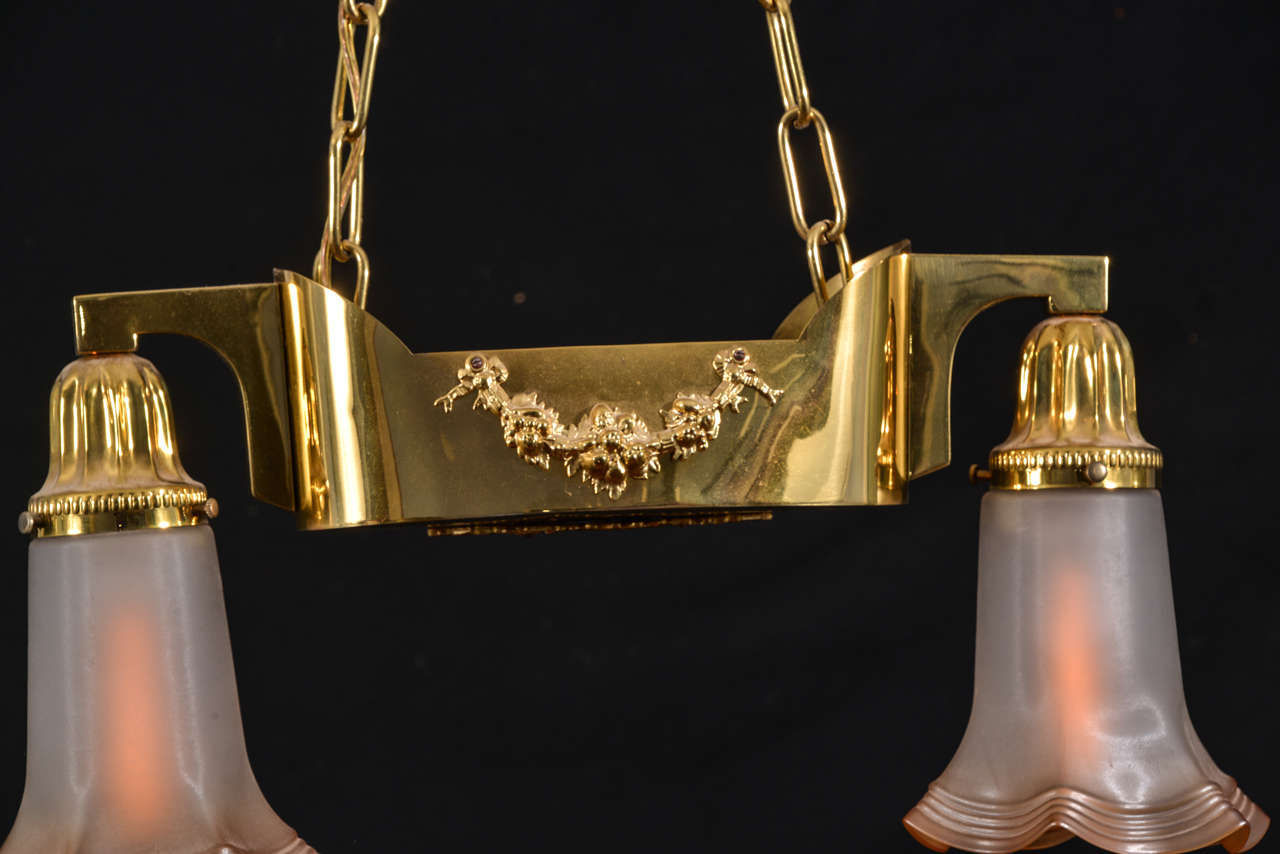 Mid-20th Century Two Light, Art Nouveau Pendant For Sale