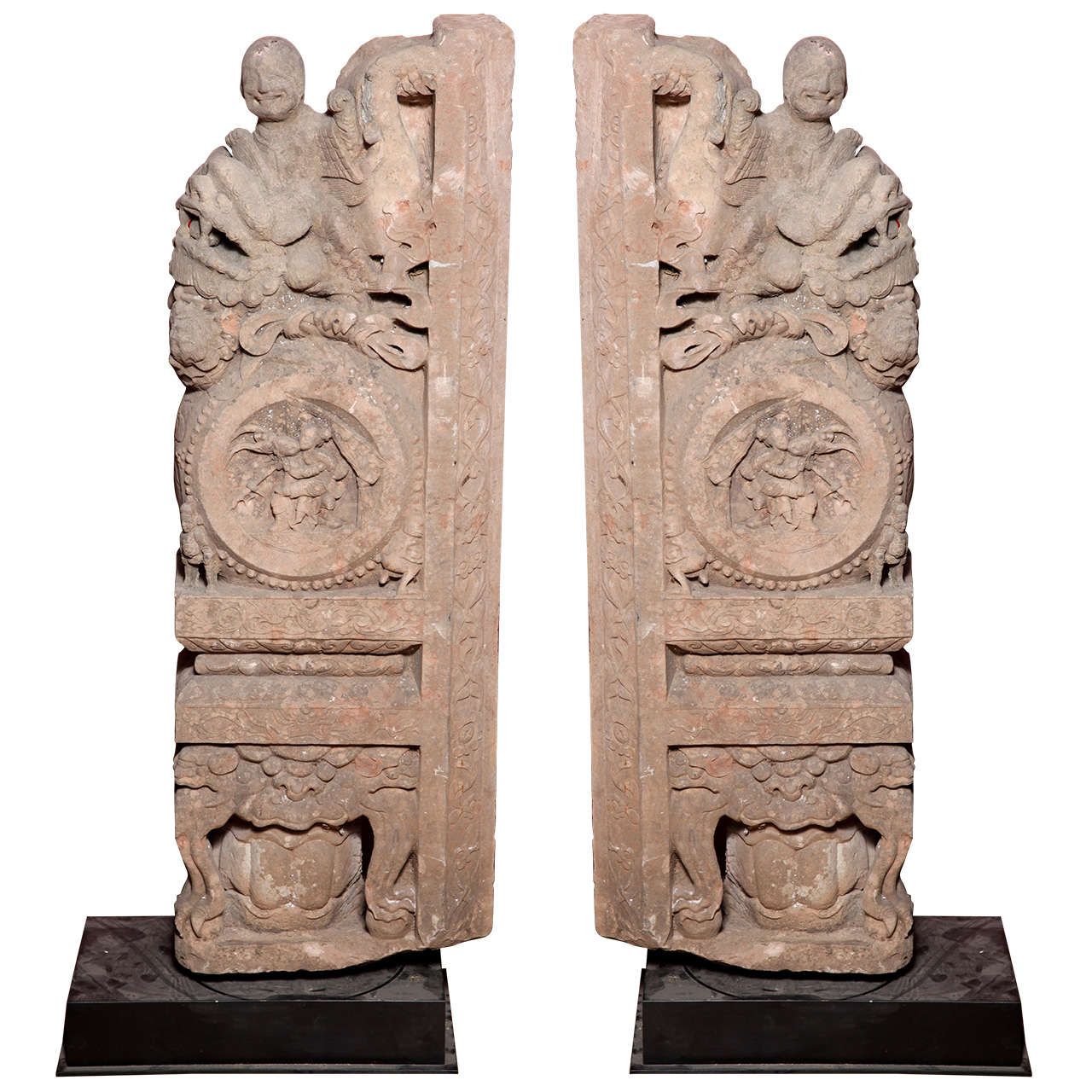 Ming Dynasty Antique Stone Architectural Carvings from a Chinese Temple
