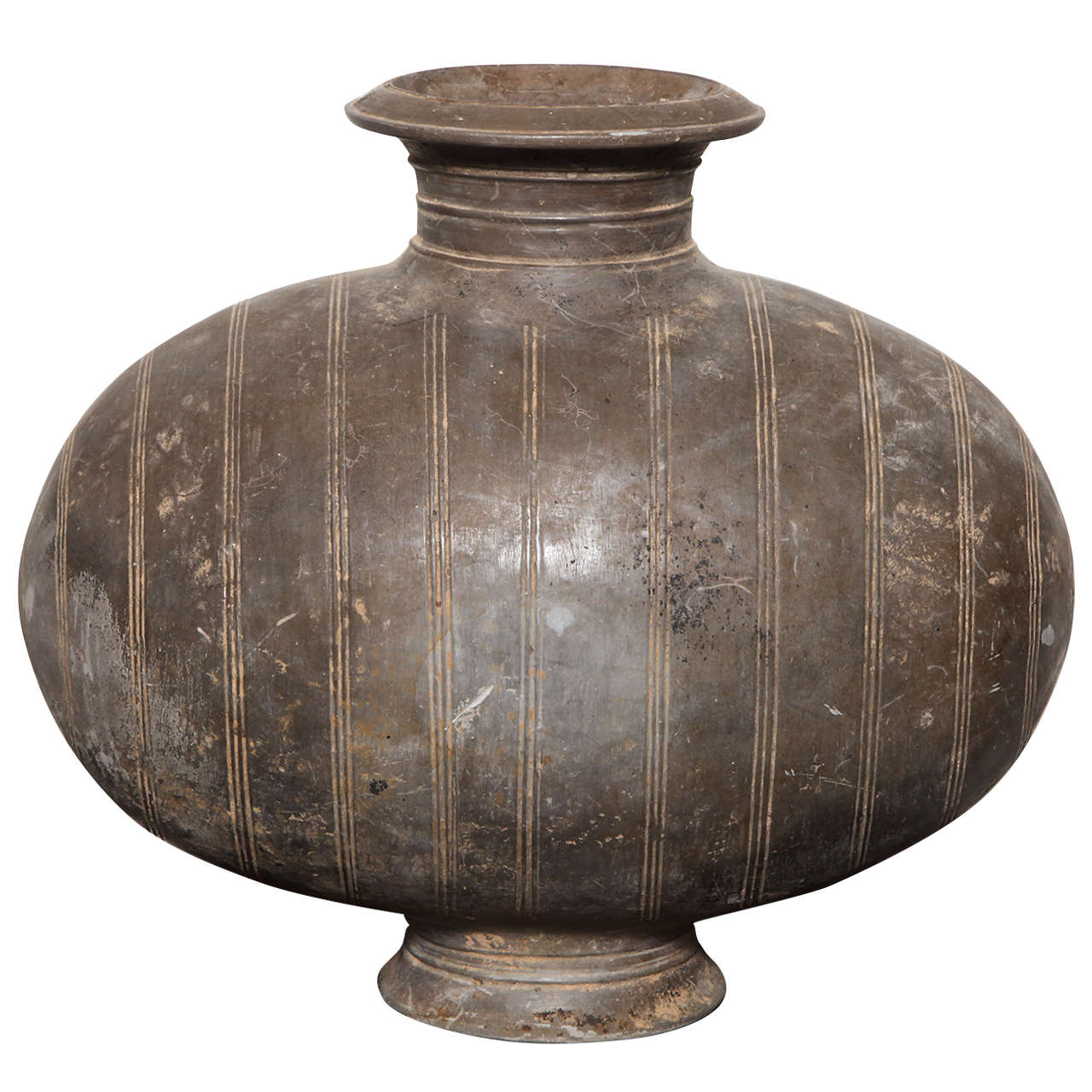 Western Han Dynasty Terracotta Cocoon Jar with Incised Bands from China