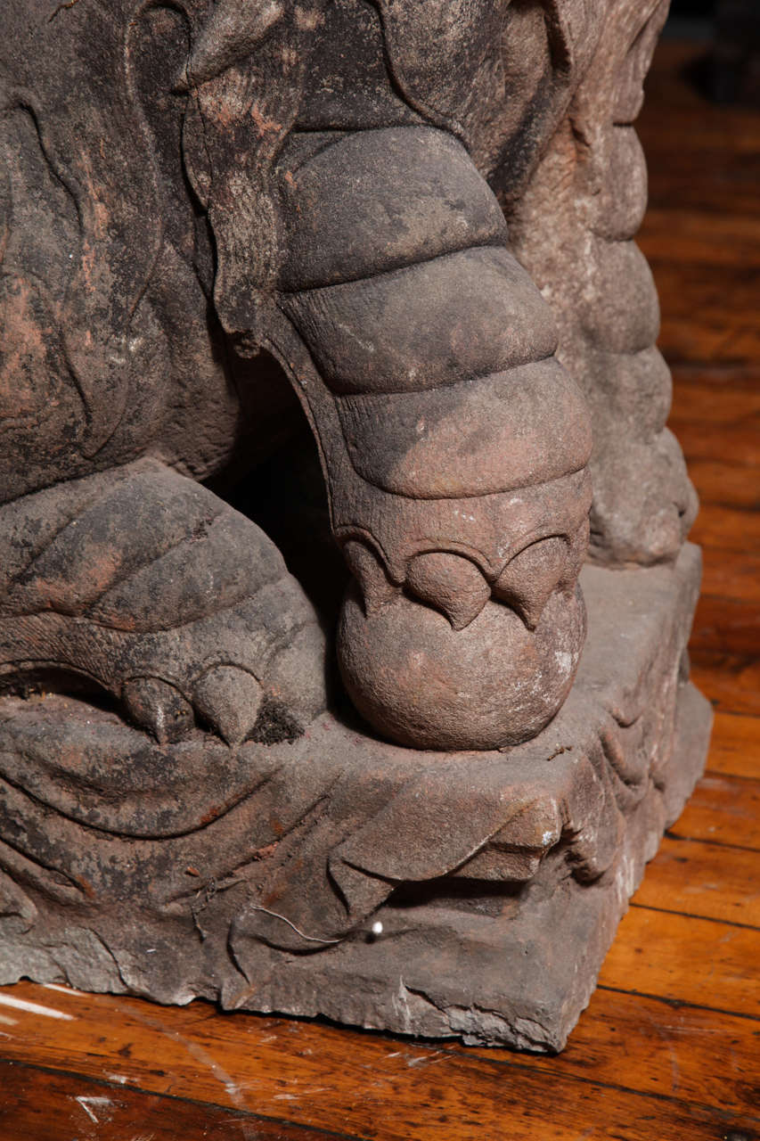 18th Century and Earlier Late Ming Dynasty Antique Stone Lions from China, circa 16th-17th Century