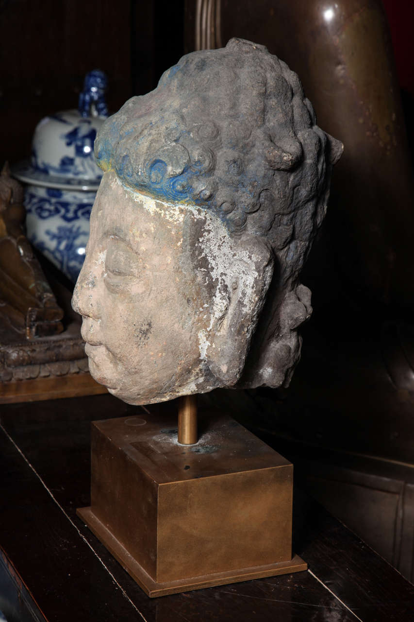 Chinese Massive Ming Dynasty Stone Head of Buddha