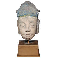 Antique Massive Ming Dynasty Stone Head of Buddha