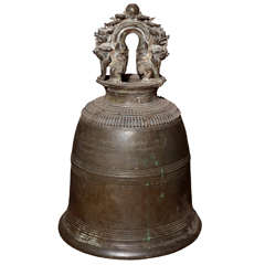 Rare Large Guardian Lion Bronze Burmese bell 3