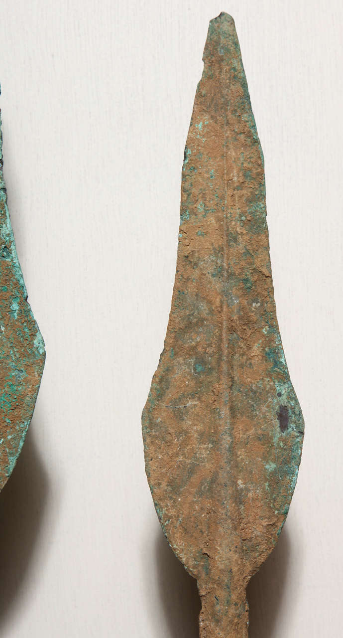 Persian Luristan Bronze Spearheads Made circa 1000 B.C. with Base 1