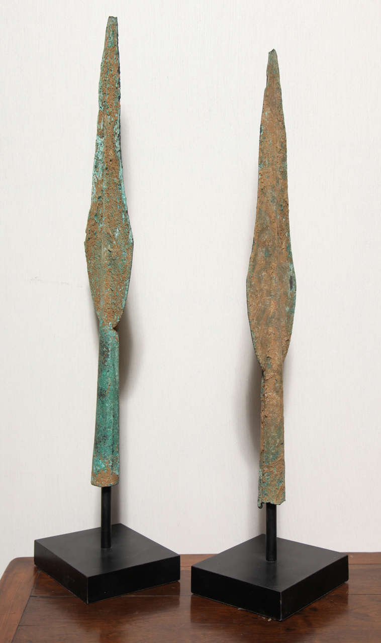 Persian Luristan Bronze Spearheads Made circa 1000 B.C. with Base 3