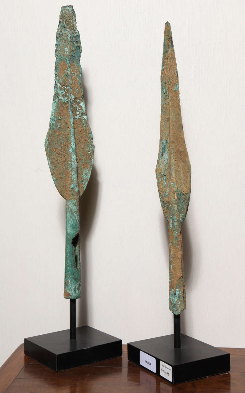 Persian Luristan Bronze Spearheads Made circa 1000 B.C. with Base 4