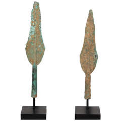 Persian Luristan Bronze Spearheads Made circa 1000 B.C. with Base
