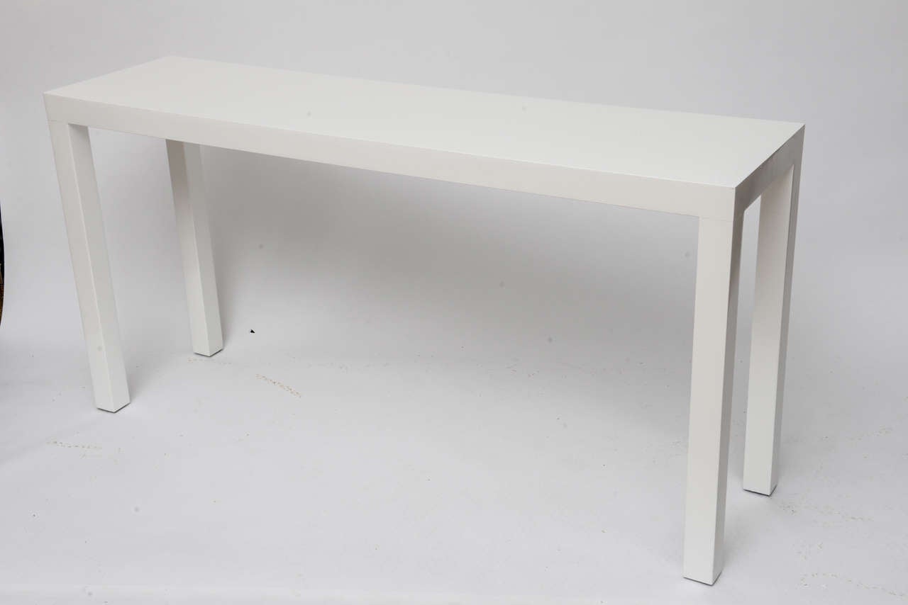 American Parsons Style White Lacquered Console