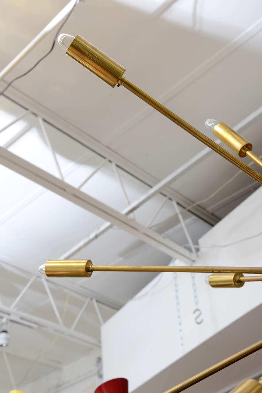 Mid-20th Century Italian Mid-Century Modern 24-Arm Original Brass Sputnik Chandelier by Stilnovo For Sale
