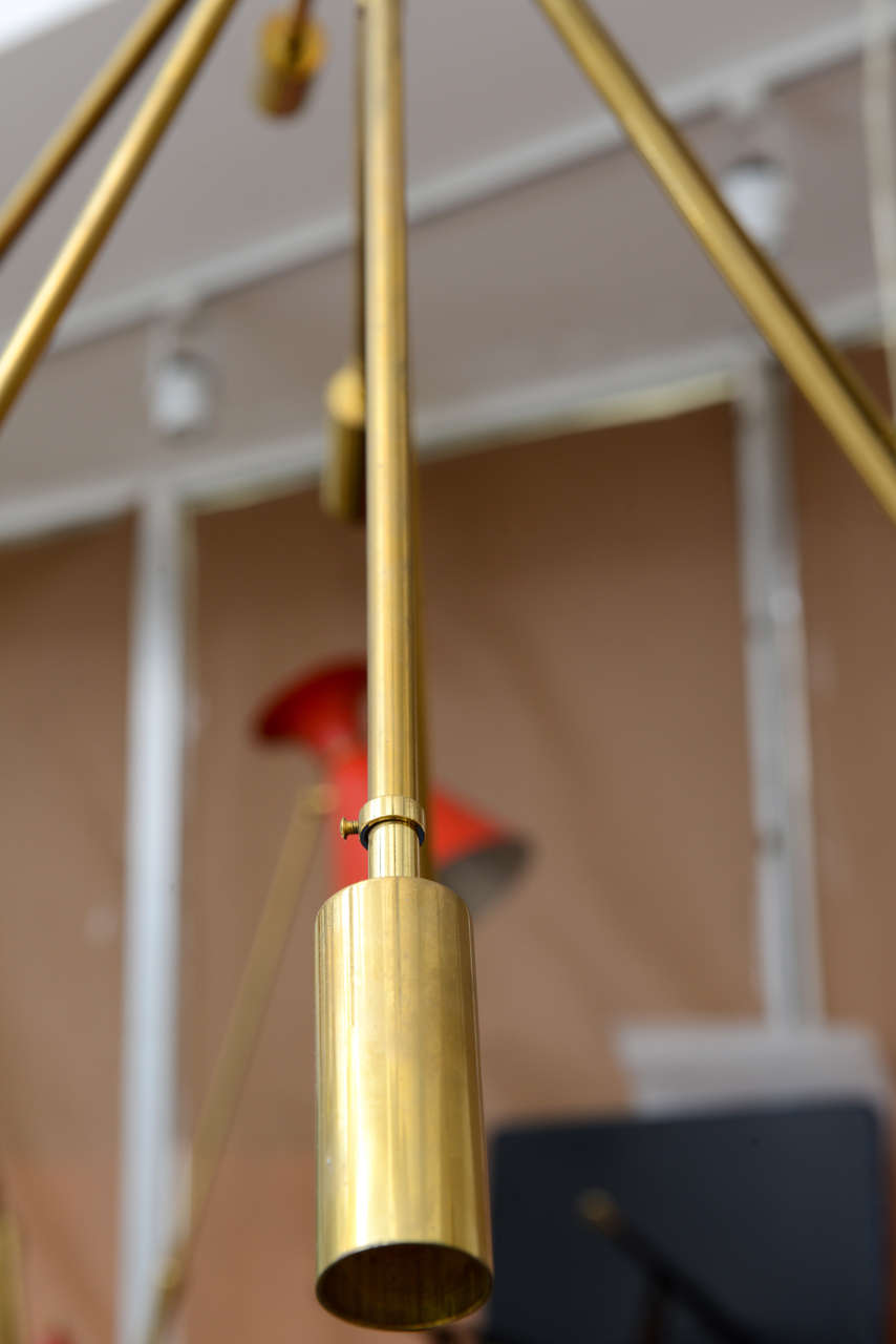 Italian Mid-Century Modern 24-Arm Original Brass Sputnik Chandelier by Stilnovo 1