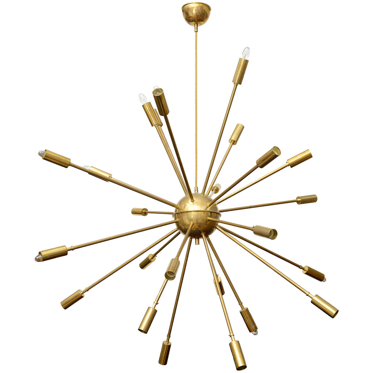 Italian Mid-Century Modern 24-Arm Original Brass Sputnik Chandelier by Stilnovo For Sale