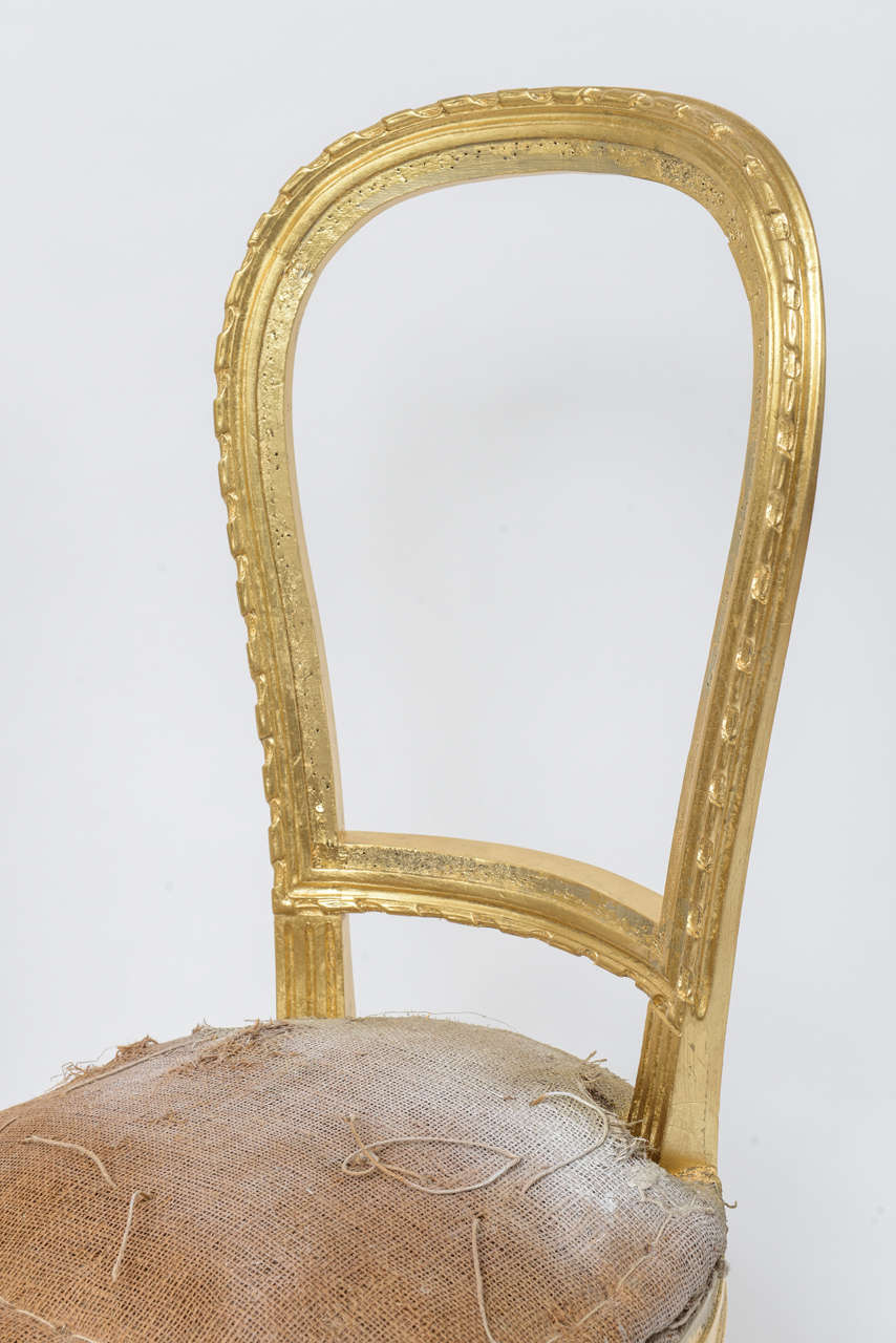Pair of Antique Louis XVI Style Gilded Unfinished Chairs 1