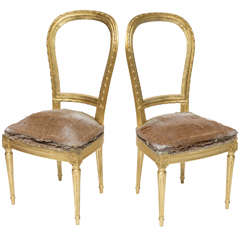 Pair of Antique Louis XVI Style Gilded Unfinished Chairs
