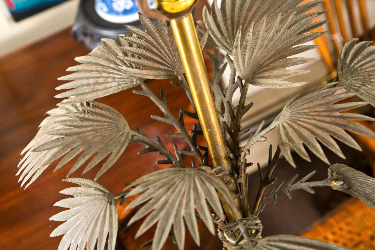 20th Century Brass Palm Tree Table Lamp