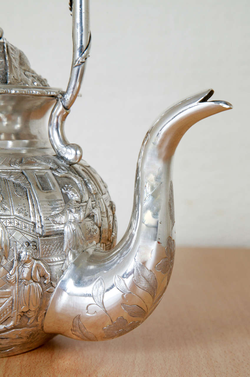 19th Century Chinese Export Silver Kettle