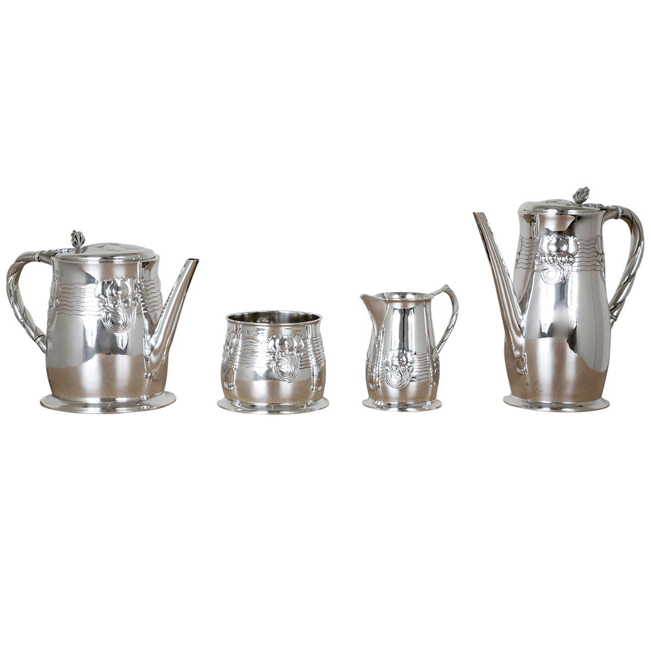 Art Nouveau Sterling Silver Tea and Coffee Service