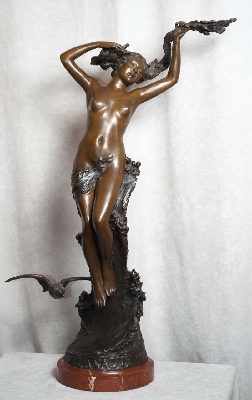 Art Nouveau Bronze Figure of a Nude "La Vague" (The Wave)