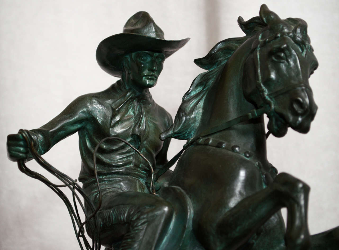 Art Deco Bronze Figure of a Cowboy