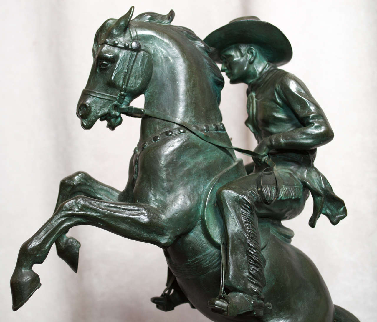 Marble Bronze Figure of a Cowboy