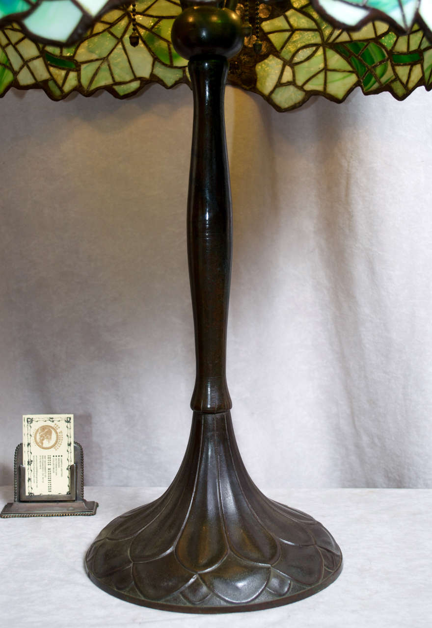 American Signed Handel Leaded Glass Table Lamp