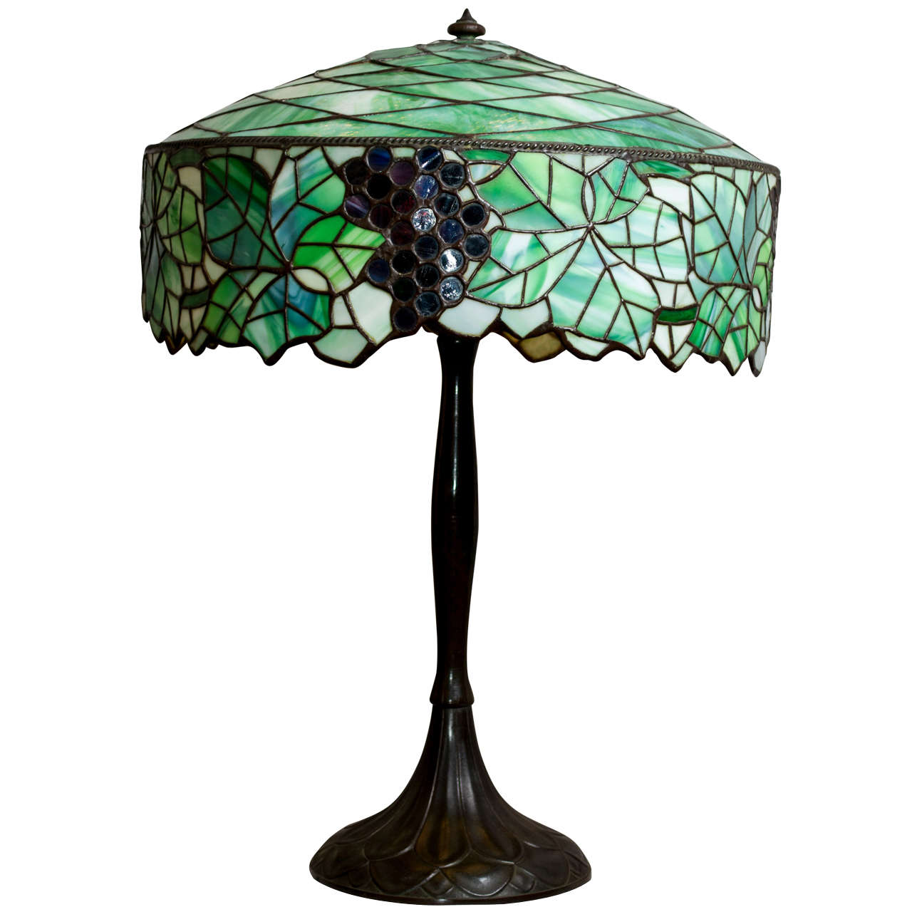 Signed Handel Leaded Glass Table Lamp