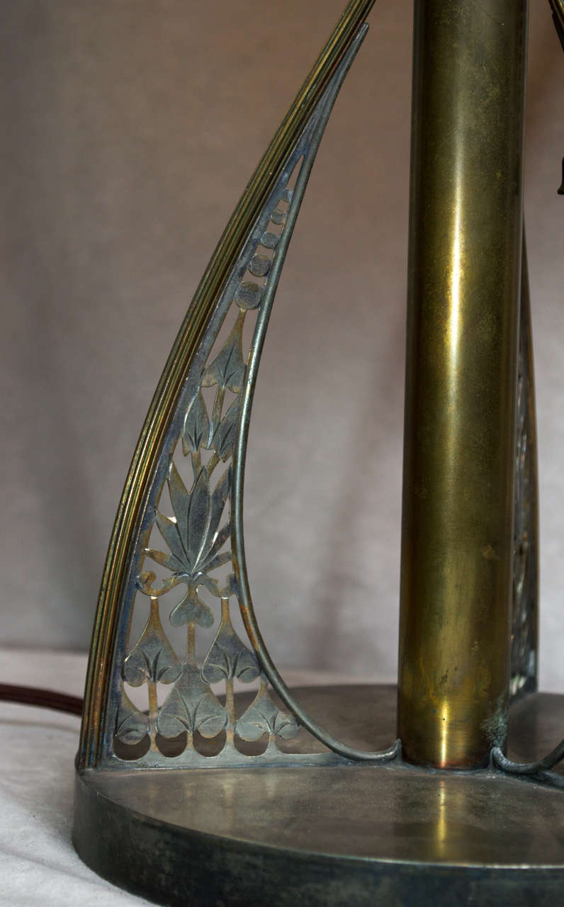 American Art Nouveau Chunk Jewel Lamp