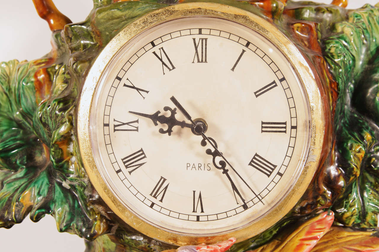 Early 20th Century French Majolica Black Forest Mantel Clock from Paris 2