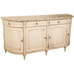 19th Century Louis XVI Painted Buffet Sideboard with Faux Marble