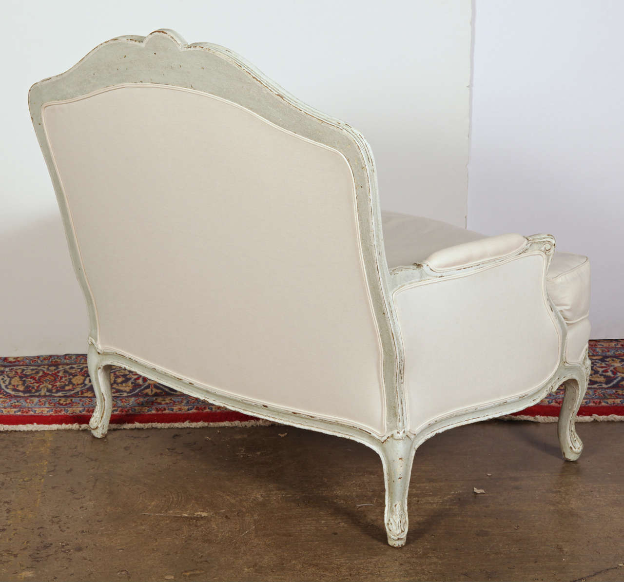 Pair of Large 19th Century French Louis XV Carved Painted Armchairs  In Excellent Condition In Dallas, TX