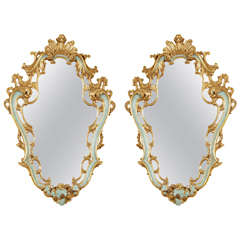 Antique Pair of Painted Italian Mirrors/Sconces