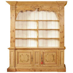 Antique Louis XIV Carved Pine Bookcase Display Cabinet