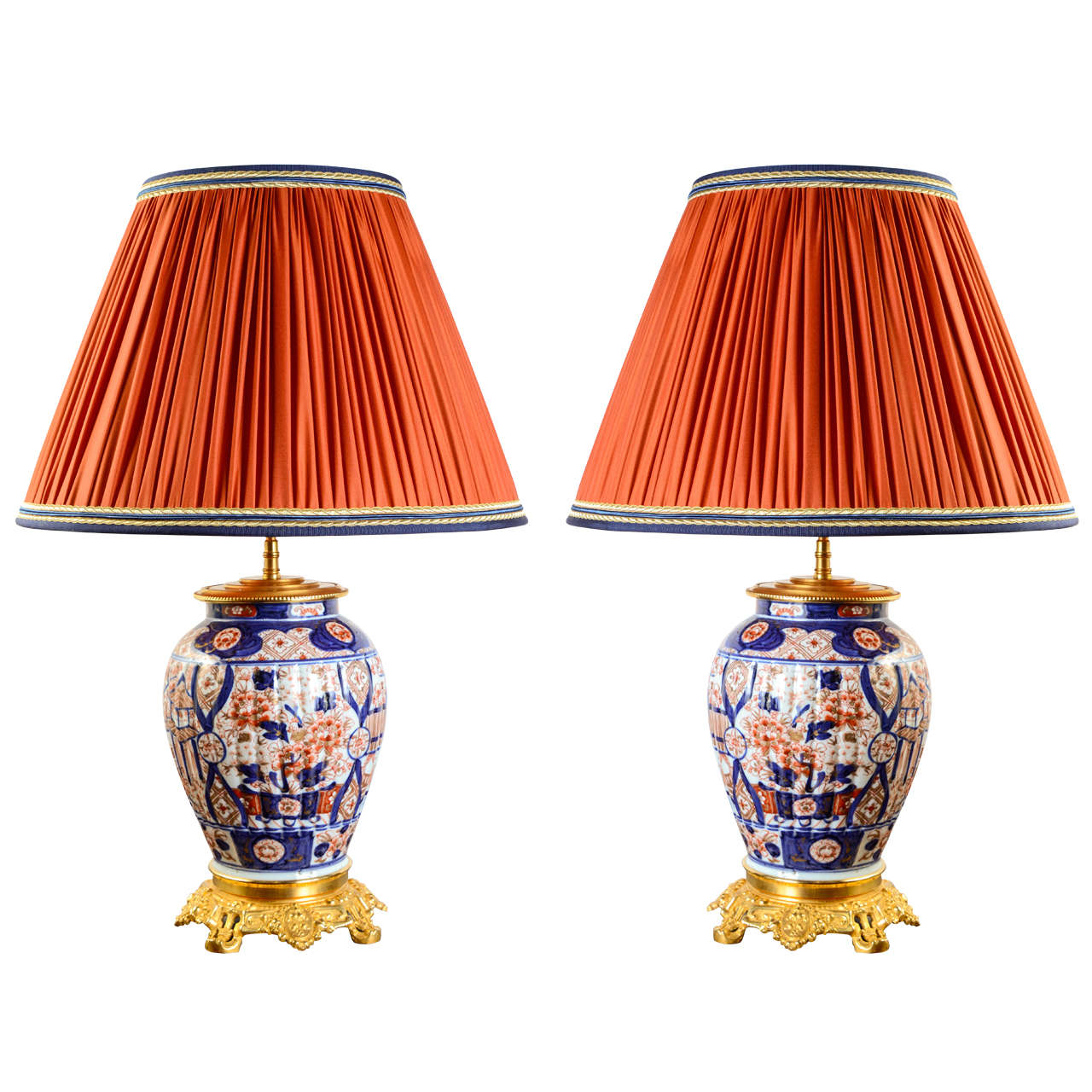 Pair of Imari Lamps For Sale