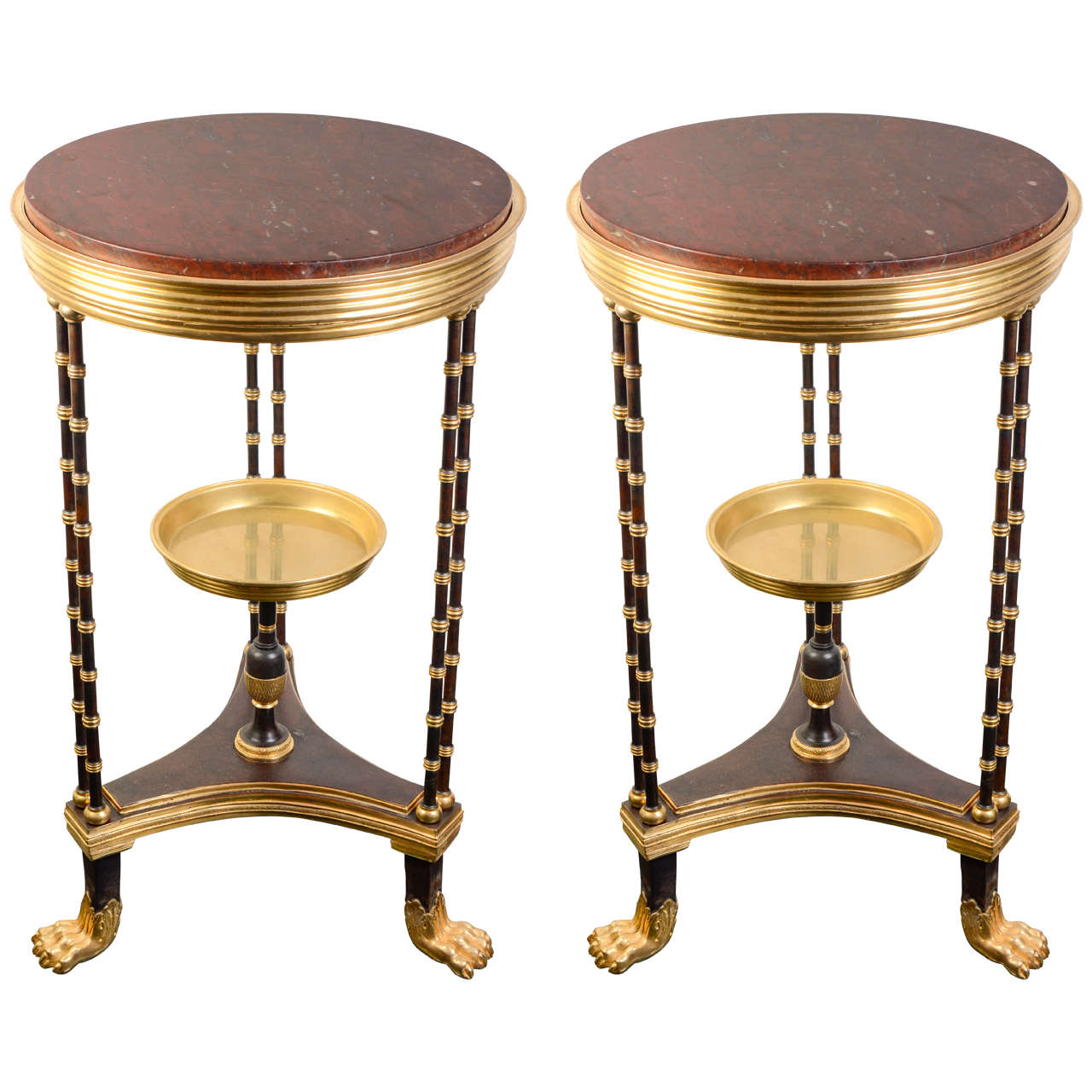 Pair of Gilded and Brown Patina Bronze Tables EMPIRE STYLE For Sale