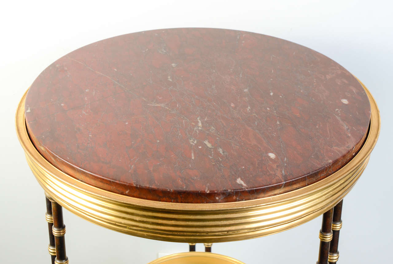 French Pair of Gilded and Brown Patina Bronze Tables EMPIRE STYLE For Sale